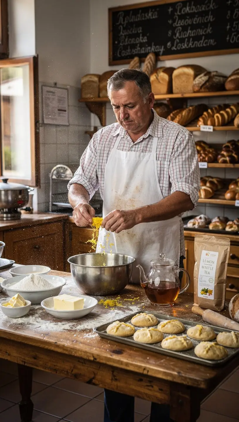 Ručne zbierané listy citrónového myrtu s kvapkami rosy.